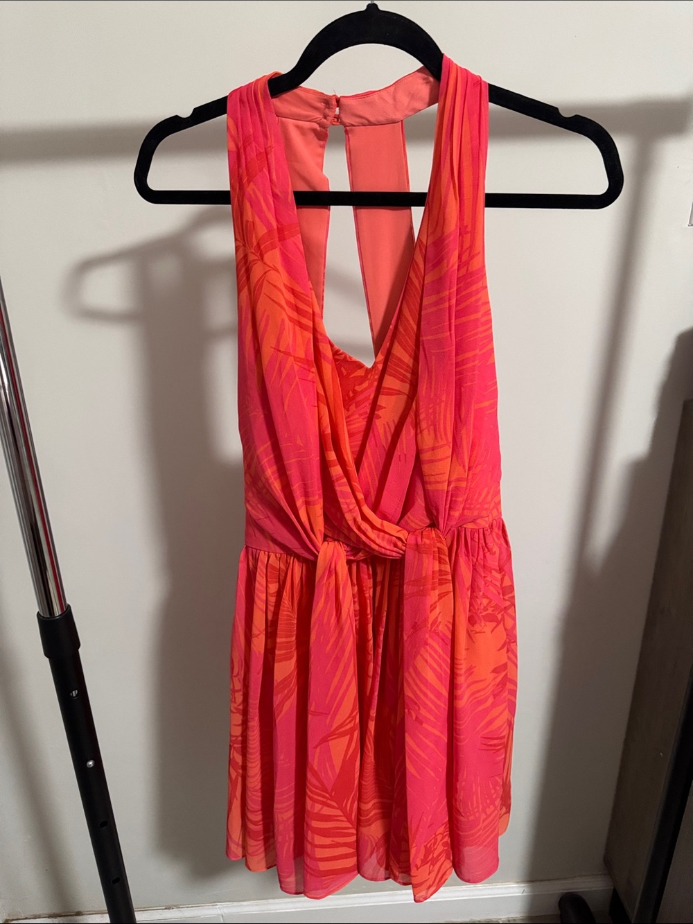 Armani Exchange Pink and Orange Tropical Print Mini Dress